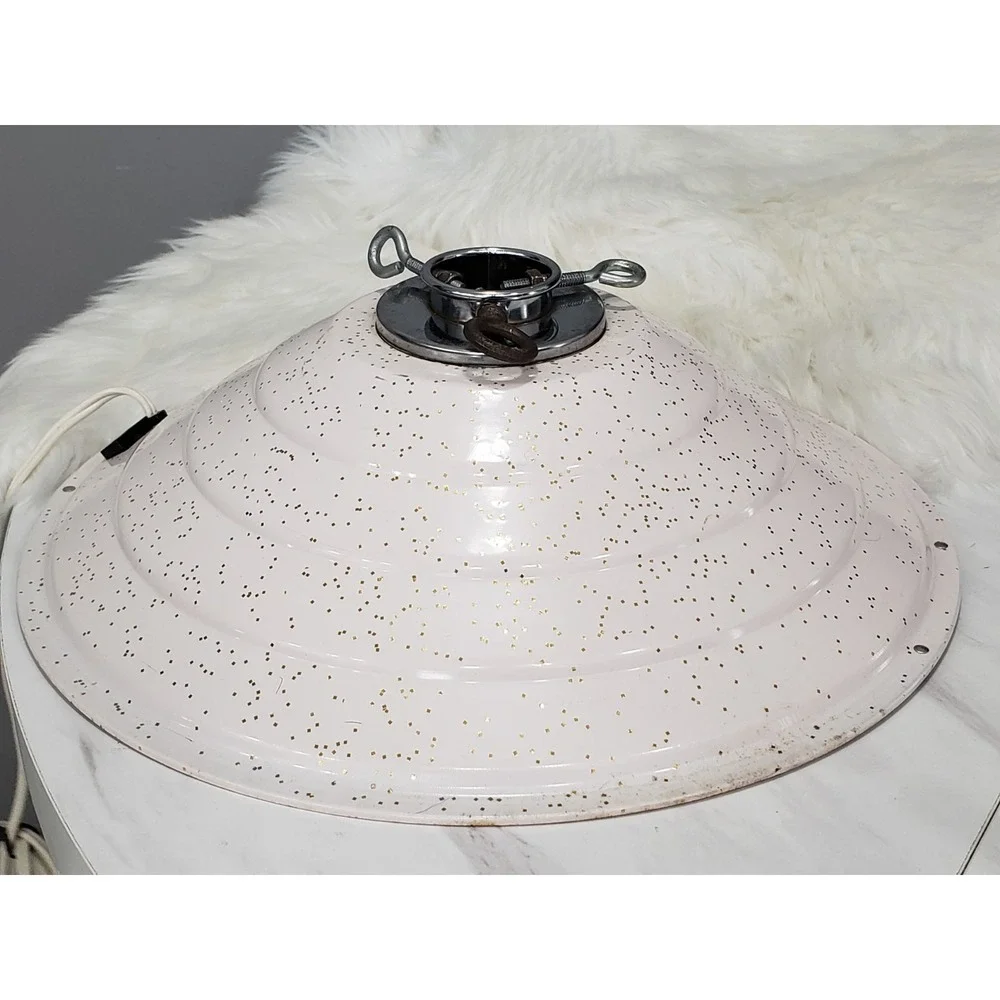 Vintage Metal Revolving Christmas‎ Tree Stand White w/ Silver Glitter MCM